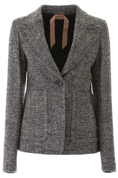 N°21 Chevron Blazer In Grey,black