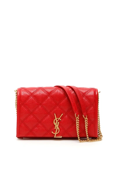 Saint Laurent Becky Monogram Quilted Leather Clutch Bag In Red