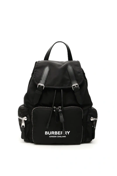 Burberry The Rucksack With Logo In Black,white