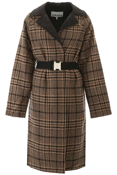 Ganni Reversible Coat In Brown,metallic