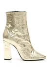 Saint Laurent Lou Foil Effect Ankle Boots In Metallic,gold