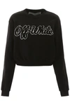 OFF-WHITE SWEATSHIRT WITH SHEARLING LOGO,192411DFE000005-1001