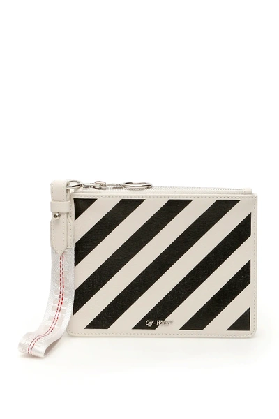 Off-white Double Diag Pouch In White,black