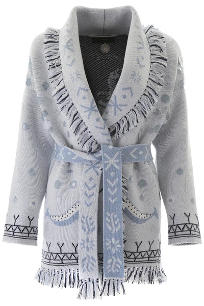 Alanui Dea Sedna Cardigan In Light Blue,silver,blue