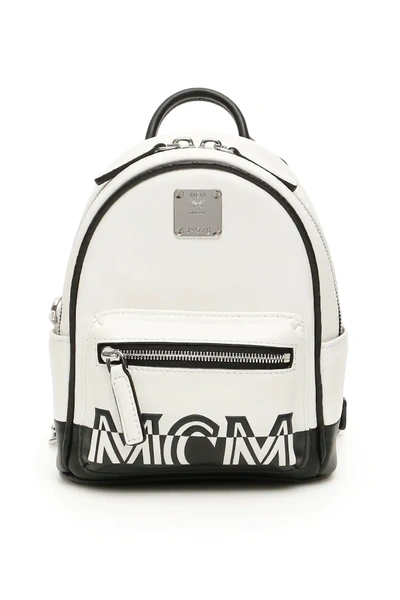 Mcm Visetos Essential Mini Backpack In White,black