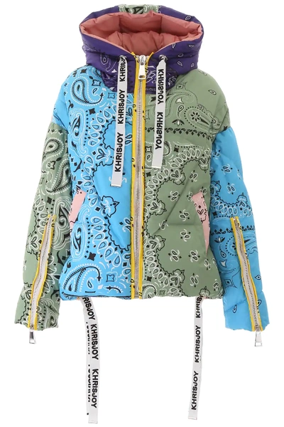 Khrisjoy Khris Drawstring-hood Puffer Jacket, Paisley In Light Blue,green,pink