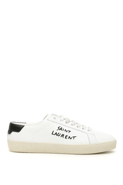Saint Laurent Sl/06 Leather Sneakers In White,black