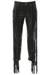 GOLDEN GOOSE FRINGED LEATHER TROUSERS,192571DPN000004-BLKFR