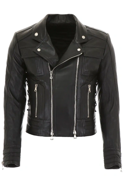 Balmain Leather Jacket In Black