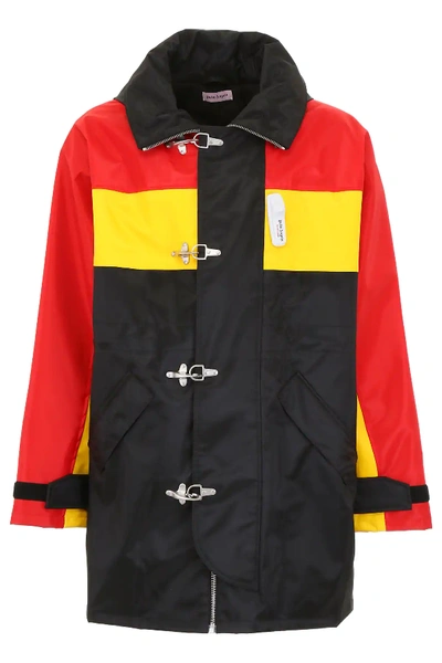Palm Angels Tricolor Racing Parka In Yellow,red,black