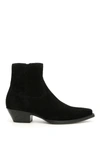 Saint Laurent Black Suede Lukas Zip Boots In Black