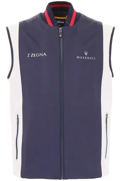 Z Zegna Maserati Vest In Blue,grey,silver