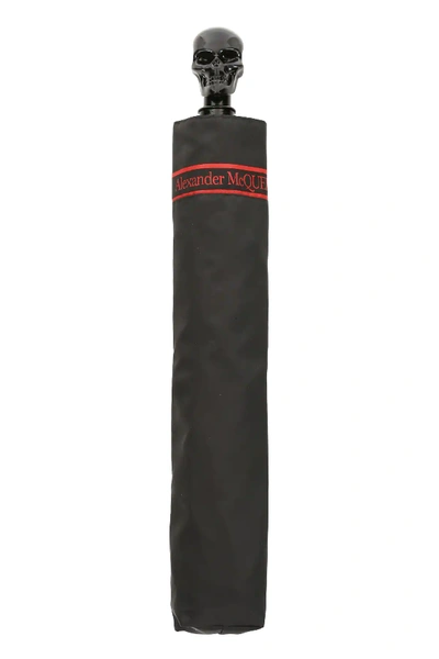 Alexander Mcqueen Skull-handle Umbrella In Black,red