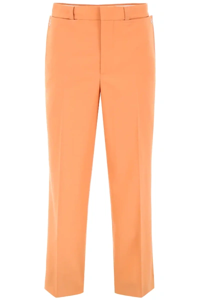 Burberry Draped Wool Trousers In Orange