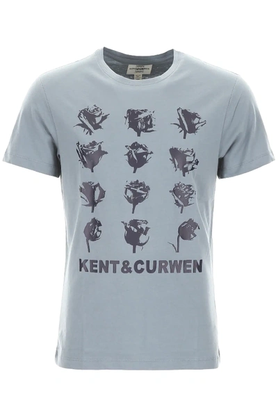 Kent And Curwen Roses Print T-shirt In Light Blue