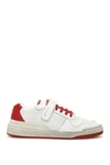 Saint Laurent Men's Travis Leather Grip-strap Sneakers In White,red