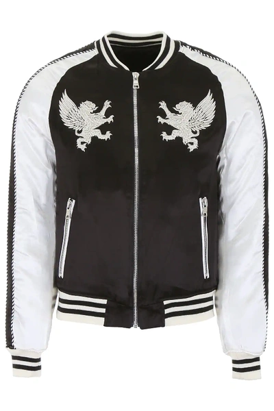 Balmain Embroidered Bomber Jacket In White,black