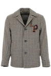 LANVIN CHECK JACKET WITH LOGO PATCH,192479UGC000001-S1
