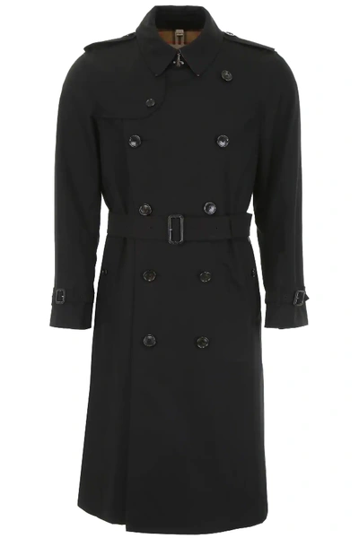 Burberry Long Kensington Trench Coat In Black