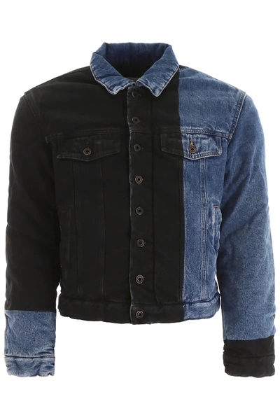 Off-white Paneled Denim Jacket - 黑色 In Blue,black