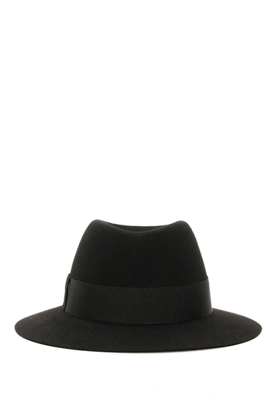 Saint Laurent Grosgrain-trim Felt Fedora Hat In Black