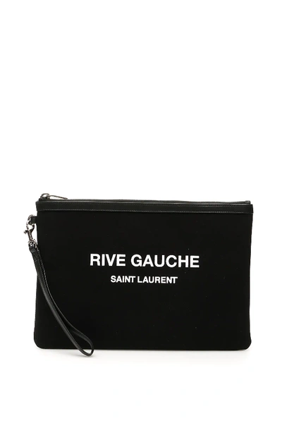 Saint Laurent Rive Gauche Clutch With Zip In Black