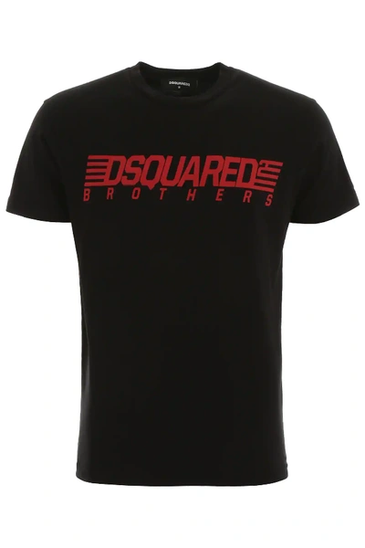 Dsquared2 Brothers Logo T-shirt In Black,red
