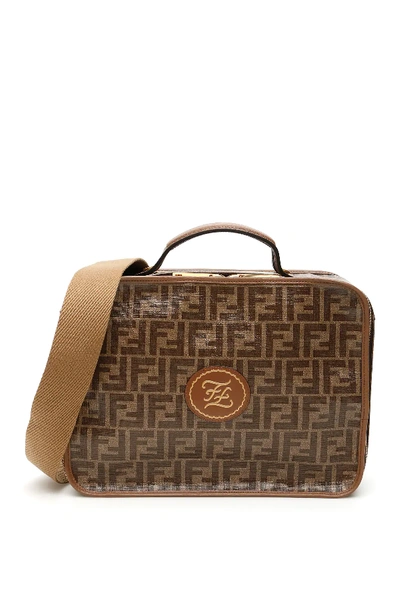 Fendi Ff Karligraphy Travel Case In Brown,beige