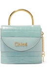 CHLOÉ ABY LOCK SMALL CROC-EFFECT LEATHER SHOULDER BAG