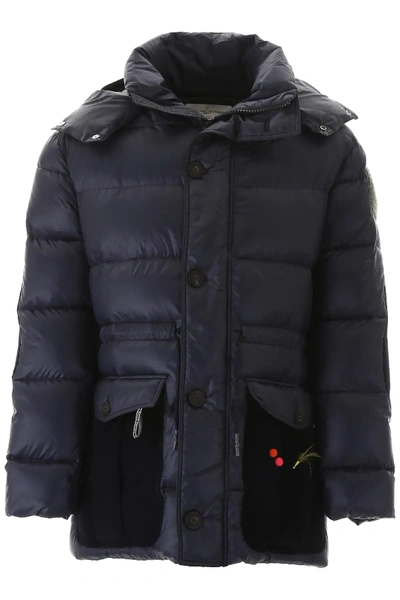 Golden Goose Puffer Jacket With Patches In Blue