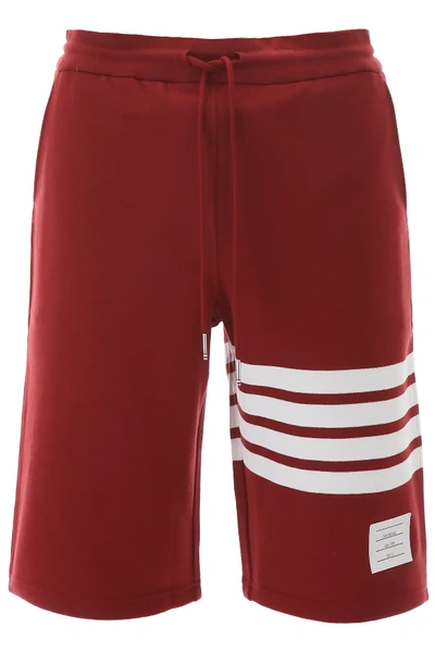 Thom Browne 4-bar Cotton Sweatshort In Burgundy