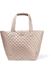 Mz Wallace Metro Medium Metallic Quilted Shell Tote In Pink