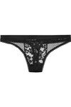 ELSE PETUNIA STRETCH-MESH AND CORDED LACE THONG