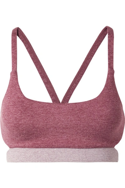 We/me The Balance Cutout Color-block Stretch-jersey Sports Bra In Plum