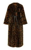 GIVENCHY BELTED PRINTED SHEARLING COAT,757440