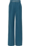 FENDI TOPSTITCHED WOOL-DRILL WIDE-LEG PANTS