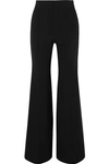 CHLOÉ SILK-BLEND SATIN-TRIMMED WOOL-BLEND WIDE-LEG PANTS