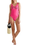 EMILIO PUCCI EMILIO PUCCI WOMAN EMBELLISHED SWIMSUIT BRIGHT PINK,3074457345620843108