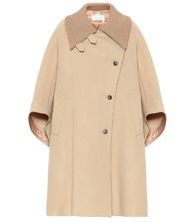 Chloé Wool-cashmere High-neck Cape Coat In Pearl Beige