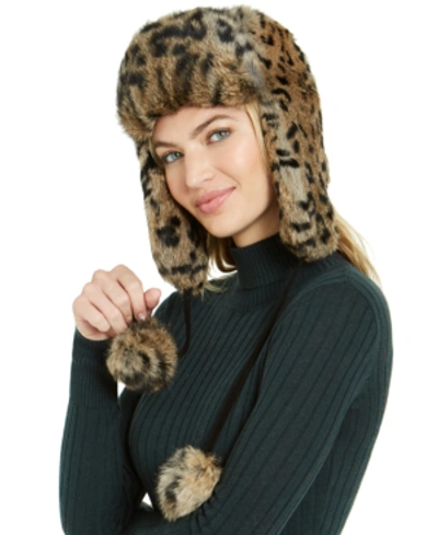 Surell Full Fur Rabbit Trooper Hat In Heather Spotted