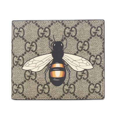 Gucci Gg Supreme Bee Billfold Wallet In Brown