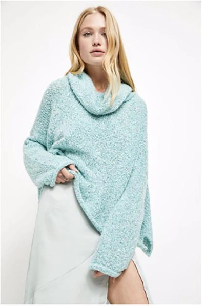 Free People Bff Cowl Neck Sweater In Blue