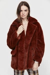 Free People Solid Kate Faux Fur Coat In Terracotta