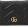 Gucci Gg Marmont Quilted Leather Flap Card Case In Black