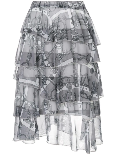 We11 Done Tiered Skirt In Grey
