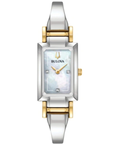 Bulova Women's Classic Diamond Accent Two-tone Stainless Steel Bangle Bracelet Watch 28x33mm In Two Tone