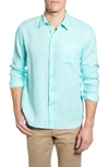 Vilebrequin Caroubis Patch-pocket Slubbed-linen Shirt In Lagoon