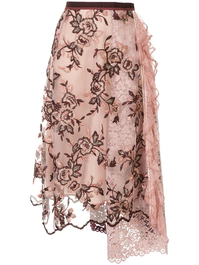 Antonio Marras Floral Lace Midi Skirt In Pink