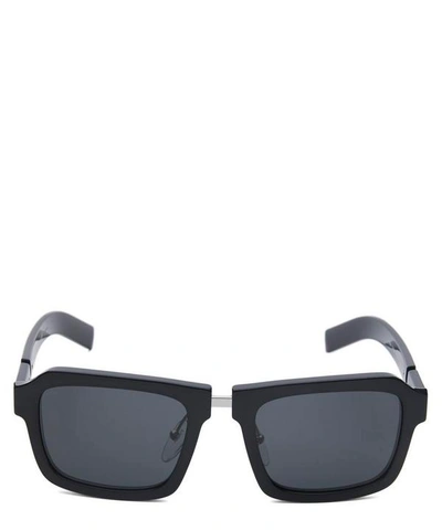 Prada Rectangular Acetate Duple Sunglasses In Black