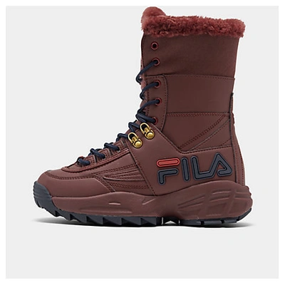 Fila Women's Disruptor Shearling Boots In Red